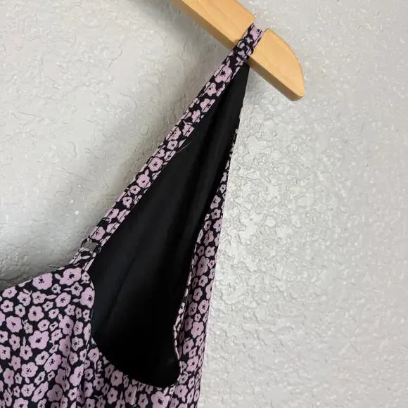 Hutch Anthropologie NWT Elma Floral High Low Contrast Wrap Midi Dress M Purple - Picture 10 of 15